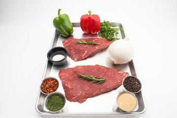 Picuntnha Steak on a baking  Pan 