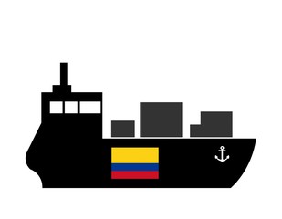 Drapeau de la Colombie sur un bateau cargo