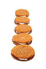 Oatmeal Sandwich Cookies Isolated on a White Background
