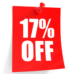 Discount 17 percent off. 3D illustration on white background.