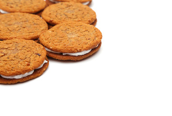 Oatmeal Sandwich Cookies Isolated on a White Background
