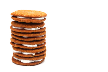 Oatmeal Sandwich Cookies Isolated on a White Background