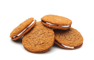Oatmeal Sandwich Cookies Isolated on a White Background