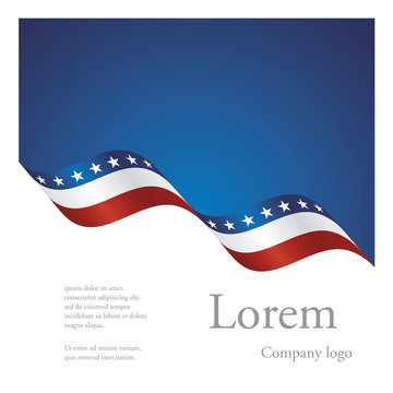 New brochure abstract design modular pattern of wavy flag ribbon of USA