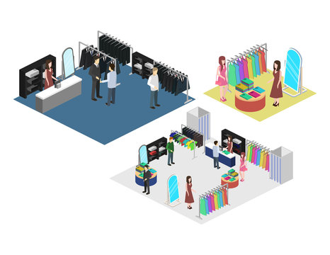 Isometric interior of shoping mall