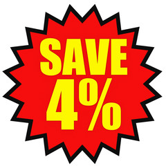 Discount 4 percent off. 3D illustration on white background.