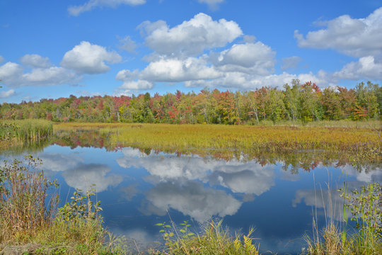 Early Fall Landscape Eastern Township Bromont, Quebec, Canada  