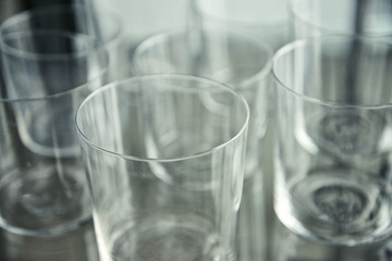 empty glasses reflection closeup