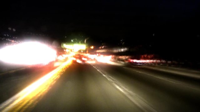 A time lapse of a car driving through traffic on the 405 freeway in Los Angeles, CA. HD 1080.
