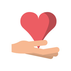 Hand and heart icon. Love passion and romantic theme. Isolated design. Vector illustration