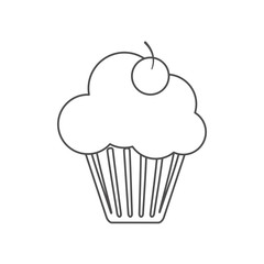 Cupcake with cherry icon. Bakery food daily and fresh theme. White background. Vector illustration