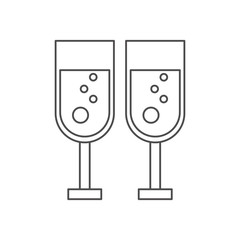 Couple of cups of champagne icon. Wedding marriage love and celebration theme. Isolated design. Vector illustration