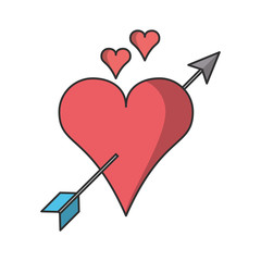 Arrow through heart icon. Love passion and romantic theme. Isolated design. Vector illustration