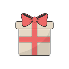 Gift with bowtie icon. Present holiday and celebration theme. Isolated design. Vector illustration