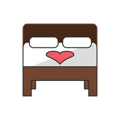 Bed with heart icon. Wedding marriage love and celebration theme. Isolated design. Vector illustration