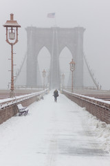 Walking the Brooklyn Bridge in Winter