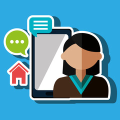 avatar smartphone play chat vector illustration eps 10