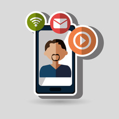 avatar smartphone play vector illustration eps 10