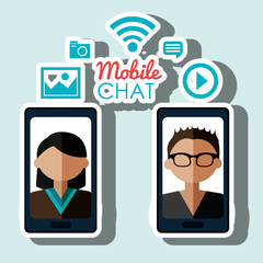 avatar smartphone chat mobile vector illustration eps 10