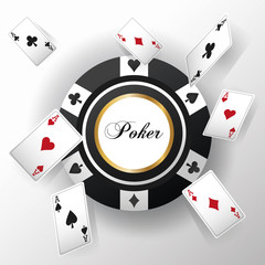 cards of poker and chip icon. Casino and las vegas theme. Colorful design. Vector illustration