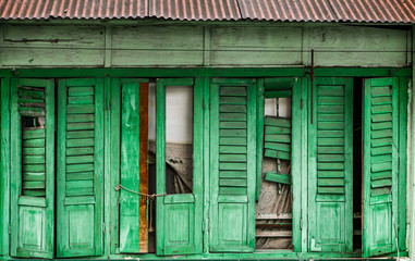 Green shophouse shutters