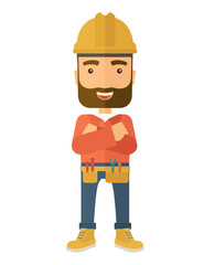 Worker standing with crossed arms