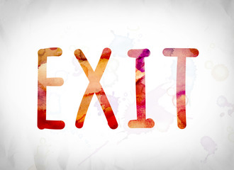 Exit Concept Watercolor Word Art