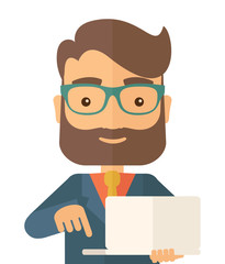 Man holding a laptop.