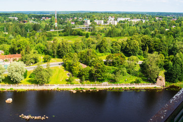 View of Vyborg city, from the top of the Vyborg Castle tower
