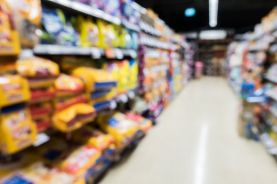 Blur Image of pet food supermarket store shop