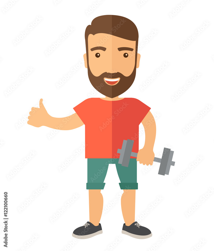 Poster Exercising, man holding dumbells