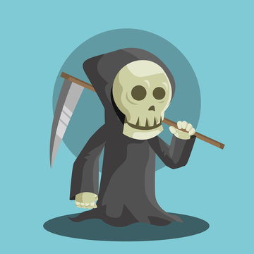 grim reaper holding reaper vector illustration design