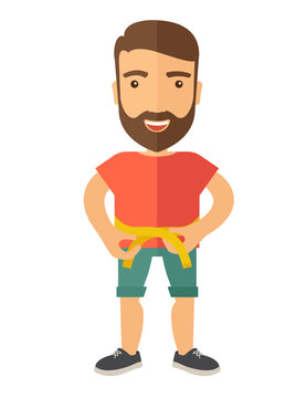 man measuring waist with yellow tape clip art preview