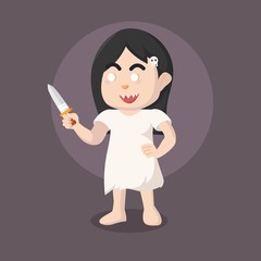 ghost girl holding knife