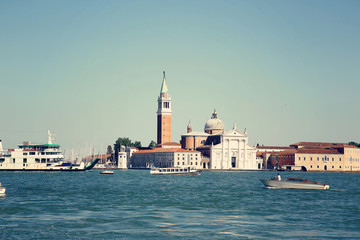 Fototapeta na wymiar Colorful old buildings in beautiful Venice, Italy. European vacation, popular travel and honeymoon destination
