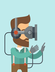 Man with virtual reality headset