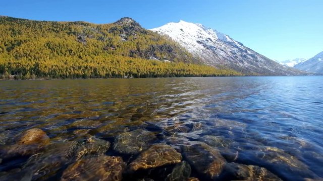 Stones on the bottom of Lower Multinskoe lake in Altai, Siberia