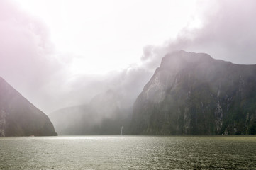 Milford Sound / Piopiotahi, a fiord in the south west of New Zealand's South Island, within...