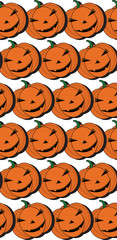 Seamless pattern Pumpkin cartoon for Halloween card/wallpaper background. Vector Illustration.