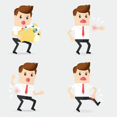 business man holding a lot of folder and documents, cause of arm pain, back pain and leg pain