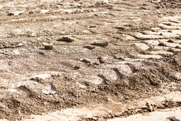 trace of the car on the ground