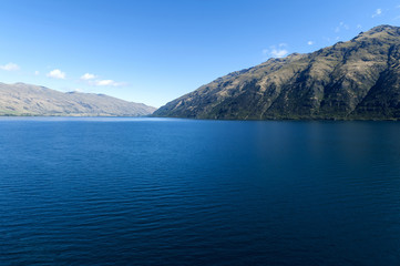 Fototapeta premium Viewpoint of Lake Wakatipu at the Devil’s Staircase, Queenstown, South island of New Zealand