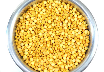 Toor daal or Pigeon Pea  legumes on a white background.