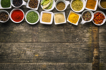 Various dried herbs and spices.