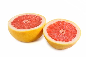 Fototapeta na wymiar Ruby Red Grapefruit on White Background
