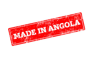 MADE IN ANGOLA, red rubber stamp with grunge edges.