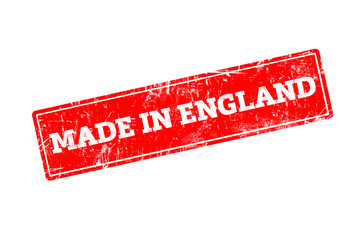 MADE IN ENGLAND, red rubber stamp with grunge edges.