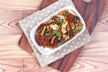 Chinese Vegetable festival  food as fried vermicelli with mixed vegetable.