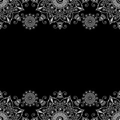 Indian, Mehndi Henna line lace element with circles pattern card for tattoo