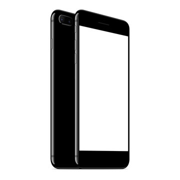 vector mock up phone front and back perspective view on white background, new modern phone with dual camera
